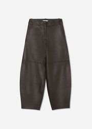Cropped Leather Trouser - Chocolate - CO Collections